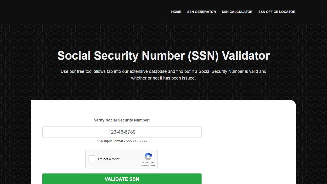 Social Security Number (SSN) Validator